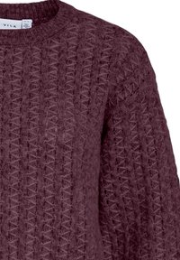 Lila gestrickter Wollpullover mit strukturiertem Zickzackmuster und geripptem Rundhalsausschnitt, Größe M, Etikett mit der Aufschrift "VILA."