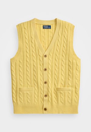 CABLE KNIT WOOL CASHMERE SWEATER VEST - Mellény - fall yellow