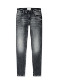 Slim-fit jeans van denim in een donkergrijze wassing, met vervaging langs de dijen, vijf zakken en een knoopsluiting.
