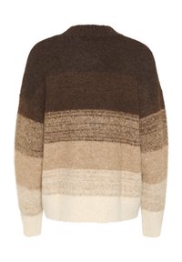 Gebreide trui met een ontspannen pasvorm, voorzien van horizontale strepen in tinten bruin, crème en beige, gemaakt van zachte, gestructureerde garen.