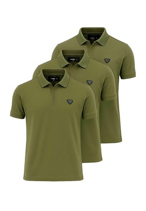 SET OF 3 POLO SHIRTS - Polo - olive green