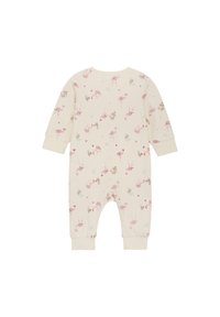 Ljusgrön body med rosa flamingomönster, långa ärmar, elastiska muddar och rund halsringning. Tillverkad av mjukt tyg, lämplig för spädbarn.