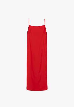 Massimo Dutti FLOWING MIDI WITH A STRAIGHT NECKLINE - Vardagsklänning - mottled red