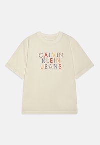 Calvin Klein Jeans LOGO GRAPHIC UNISEX - Marškinėliai su spaudiniu - ivory