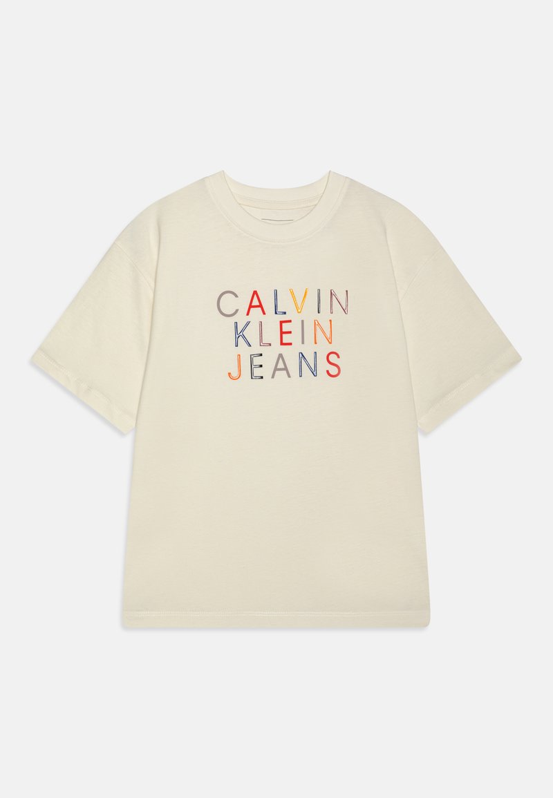 Calvin Klein Jeans LOGO GRAPHIC UNISEX - Marškinėliai su spaudiniu - ivory