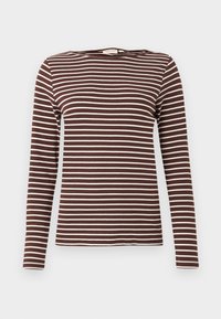 STRIPED BOAT NECK - Langarmshirt - brown off/white tee