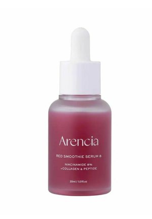 Bottiglia di Arencia Red Smoothie Serum 8 con tappo contagocce bianco, contenente 30 ml di niacinamide all'8% più collagene e peptide.