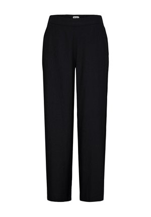Pantalon noir droit avec taille élastique et sans poches visibles, présenté sur fond blanc.
