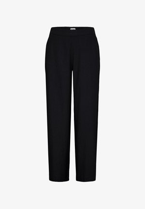 Pantalon noir droit avec taille élastique et sans poches visibles, présenté sur fond blanc.