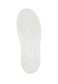 Gummisohle, weiße Farbe, strukturiert mit wellenförmigen und kreisförmigen Mustern, mit einem zentralen kreisförmigen Emblem und Größenetikett.