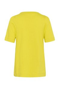 Short-sleeve T-shirt in bright yellow, made of soft fabric. Features a round neck and a relaxed fit, with no visible patterns or accents.