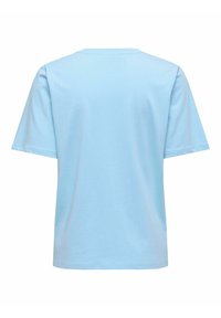 Lichtblauwe katoenen t-shirt met korte mouwen, ronde hals en een gladde textuur. Geen zichtbare logo's of patronen. Achteraanzicht getoond.