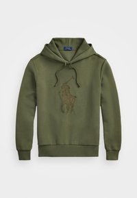 LEATHER-PONY DOUBLE-KNIT HOODIE - Sweatshirt - thermal green