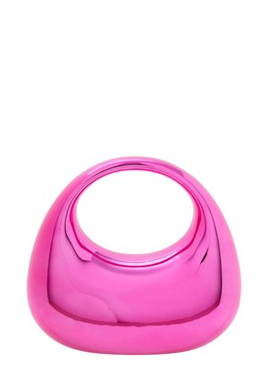 Glansende pink keramik vase med en rundet, skulpturel form og en åben top. Glat overflade med en sømløs finish.