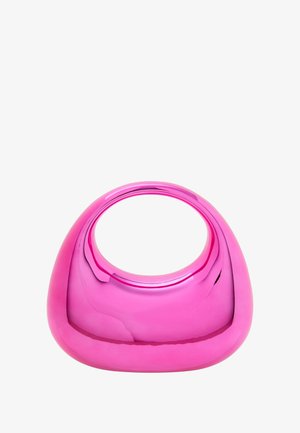 Glansende pink keramik vase med en rundet, skulpturel form og en åben top. Glat overflade med en sømløs finish.