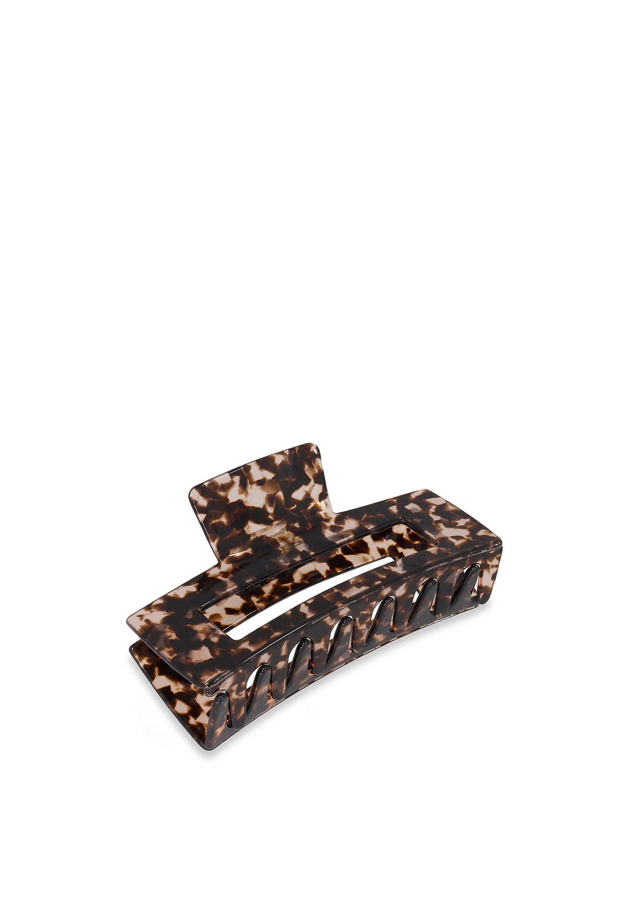 Haarkralle Groß – Bernstein Mit Leoprint, 10 Cm, Mit Kammzähnen, Made In Germany