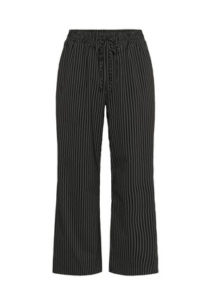 Kaffe Curve Trousers - black   chalk pinstripe