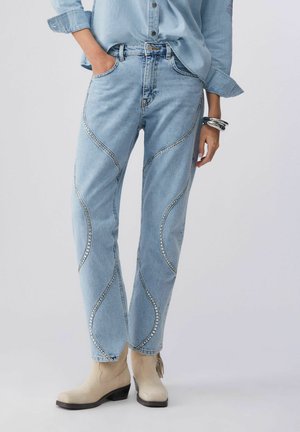 WITH BEJEWELLED EMBELLISHMENT - Jeans Straight Leg - blue