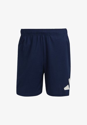 Pantalones cortos deportivos de color azul marino con cinturilla elástica, dos bolsillos laterales y acentos de logo en blanco. Tela suave y ligera.