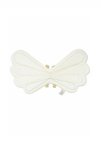 Krém színű, pillangó alakú párna finom arany és szürke varrással. Puha tapintású, két rétegű anyagból készült, két rögzítőpánttal.