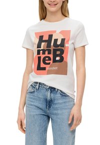 QS T-shirt print - creme