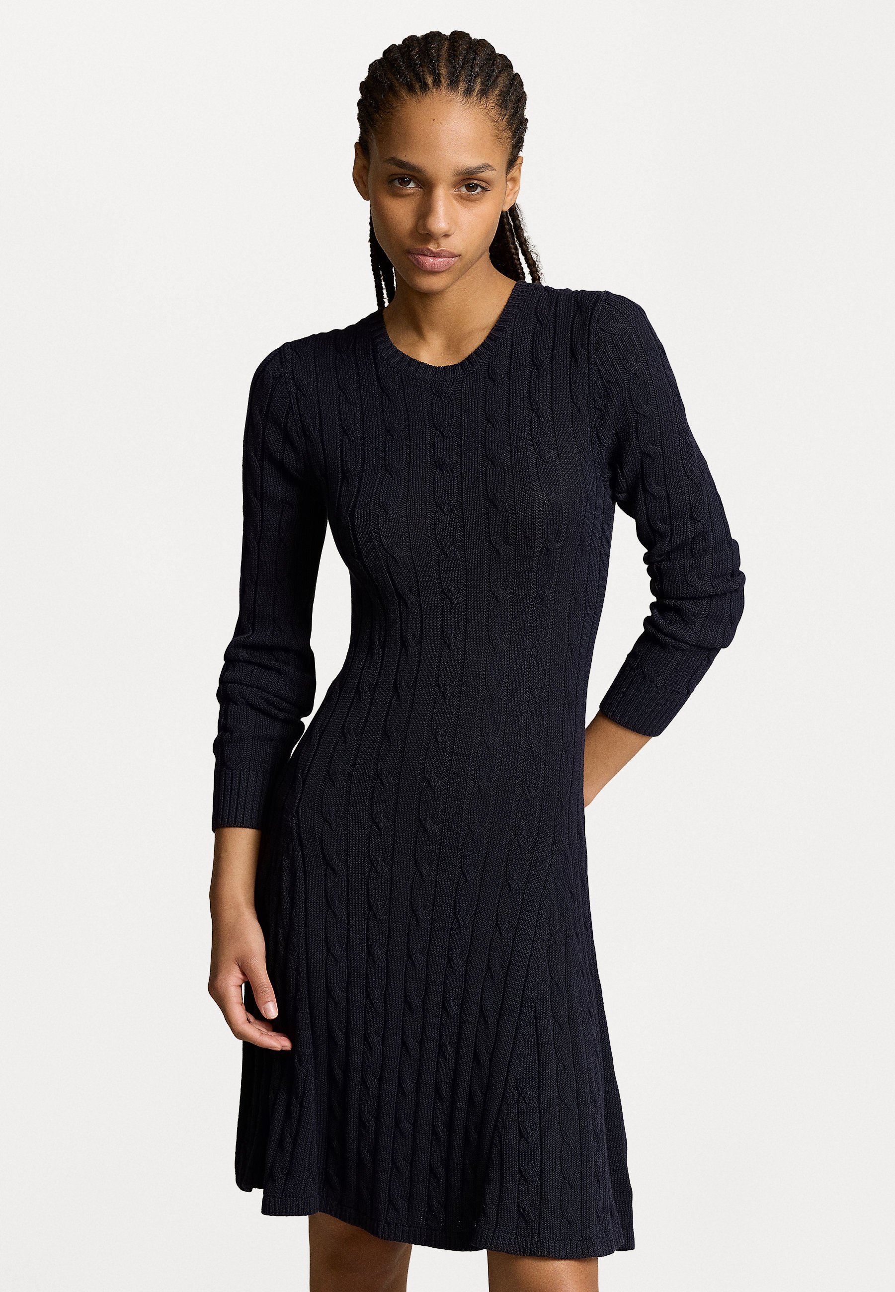 knee length dresses for ladies Patou | Navy blue jumper dress with cut-outs at the back main image 1