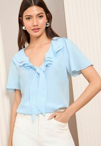 Friends Like These REGULAR FIT - SHORT SLEEVE RUFFLE BOW FRONT  - Blúzka - blue