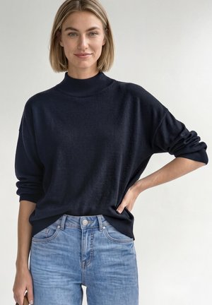 Street One, BASIC SWEATER WITH A TURTLENECK - Pullover - darkest blue