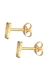 Boucles d'oreilles en or avec un design en nœud en boucle, présentant une finition polie et un fermoir à tige sécurisé pour un port facile.
