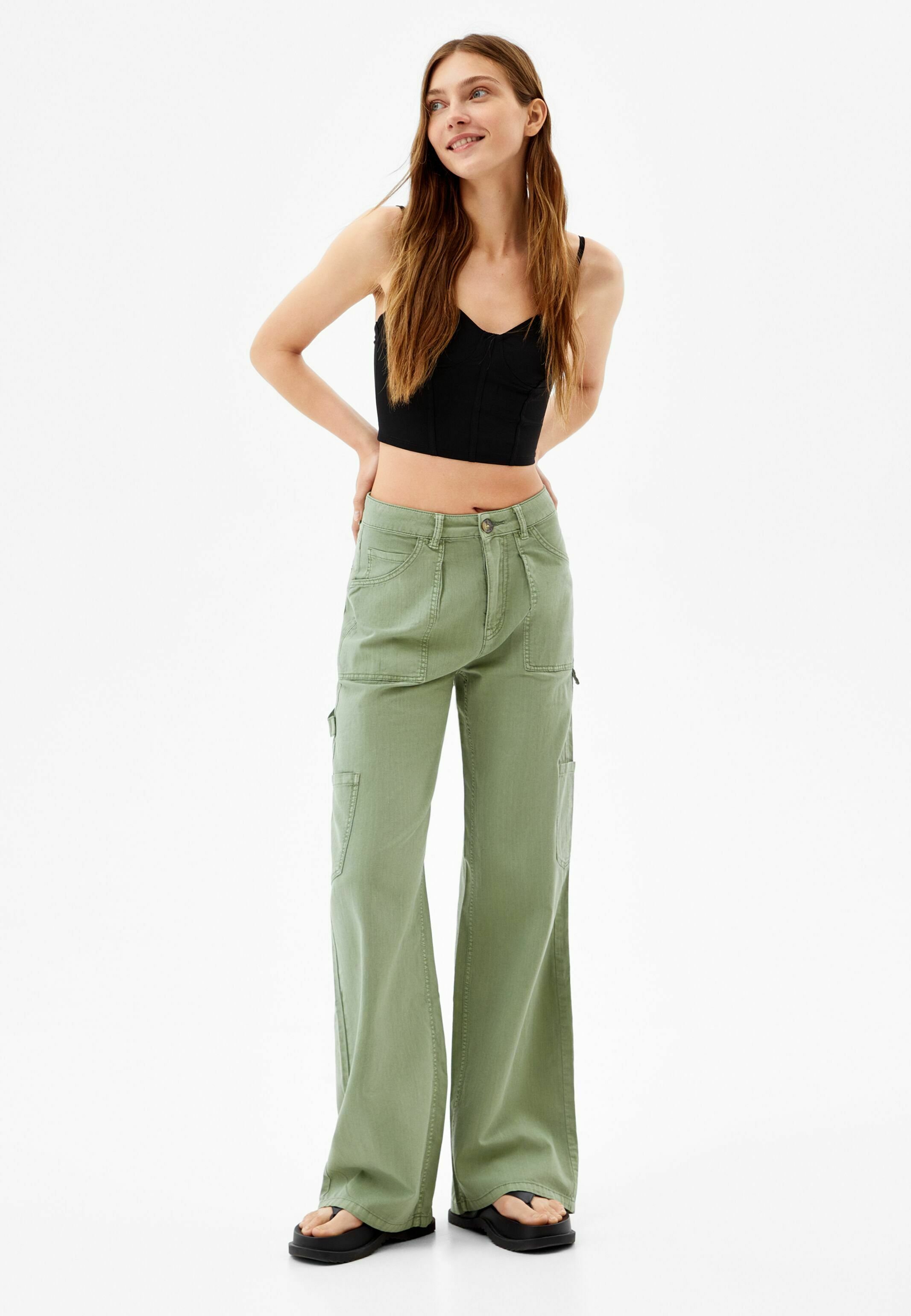 Bershka TWILL - Pantaloni cargo - khaki/cachi - Zalando.it