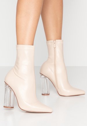 High heeled ankle boots - nude