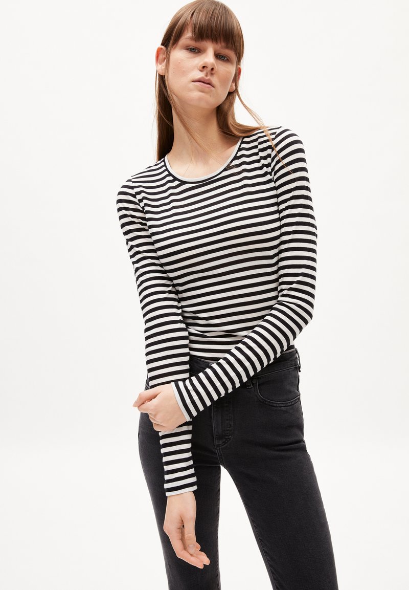 ARMEDANGELS ENRICCAA STRIPES - Langarmshirt - black off white