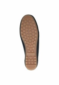Die Schuhsohle weist ein strukturiertes schwarzes Obermaterial mit einer beigen Gummisohle auf, die gepunktet ist für besseren Halt, sowie eine rechteckige Fläche mit der Größenmarkierung "37."
