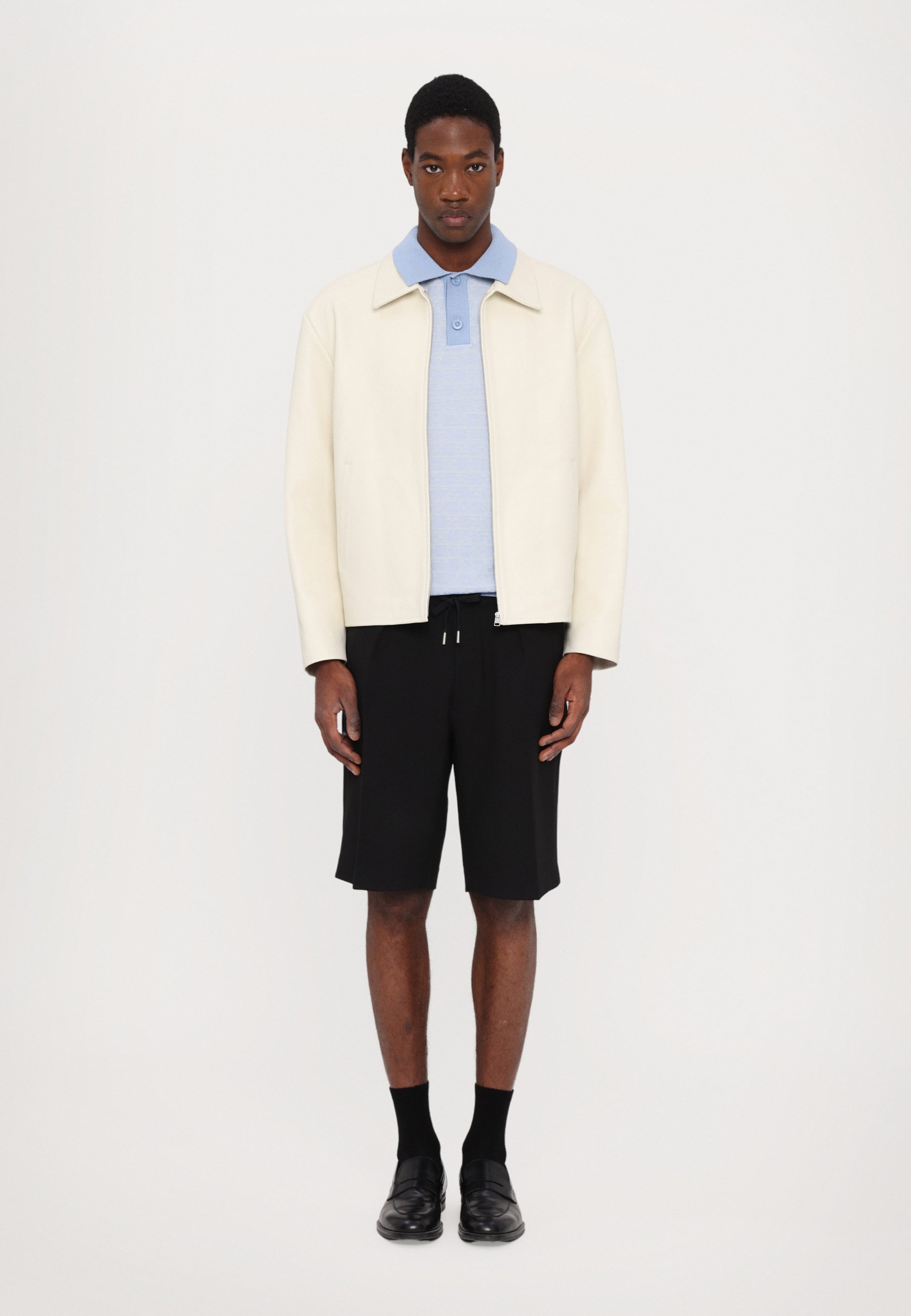 sandro MINIMAL - Faux leather jacket - aluminium/white - Zalando