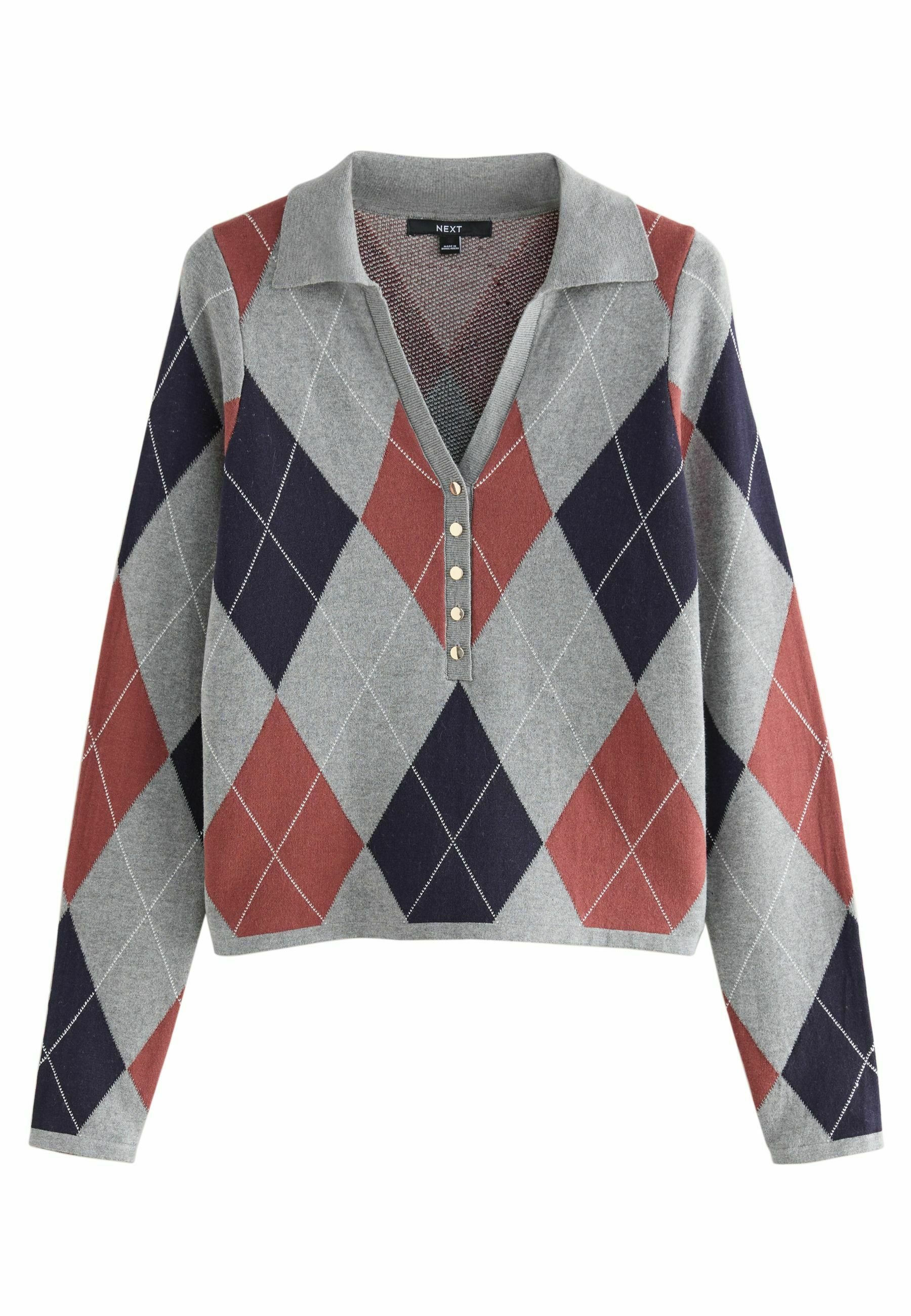 Next REGULAR FIT - Jumper - grey argyle/grey - Zalando