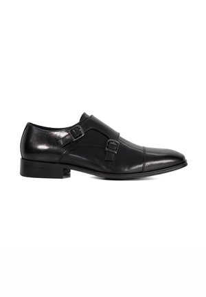 SOLUTIONS DOUBLE STRAP WIDE FIT TOE CAP MONK - Smart slip-ons - black
