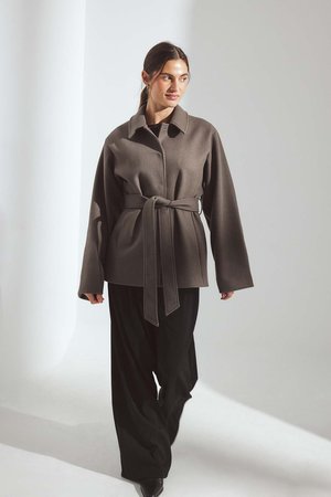 DETAIL BELTED - Viegla jaka - taupe