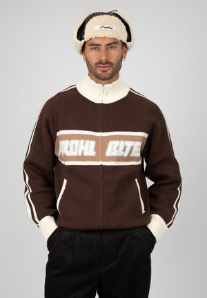 PROHIBITED, LETTERMAN KNIT JACKET - Chaqueta de punto - brown