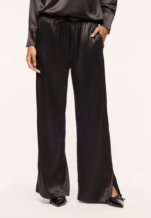 Terranova, PANTALONI LUNGHI IN SATIN CON COULISSE - Pantaloni - dark-brown