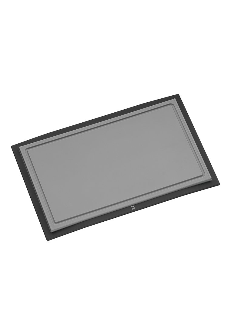 Rechteckige Silikonbackmatte in Grau mit einem dunklen Rand. Langlebig, glatte Textur, ideal für das Antihaftkochen und einfache Reinigung.