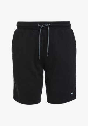 Mustat puuvillashortsit, joissa on joustava vyötärö ja säädettävä nauha. Sisältää sivutaskut ja pienen logon vasemmassa jalassa.