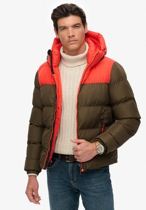 BLOCK HOODED PUFFER - Vinterjakker - slate brown