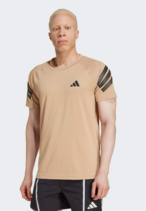 adidas Performance ICON 3-STRIPES - Sports T-shirts - warm sandstone black