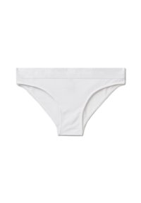 Witte katoenen bikini briefs met een brede tailleband, bedrukt met de tekst "United Colors of Benetton".