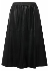 Ulla Popken MIDI EN TRAPÈZE AU GENOU CEINTURE ÉLASTIQUE - Áčková sukně - black