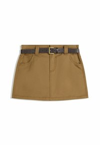 BELTED - Jupe en jean - camel