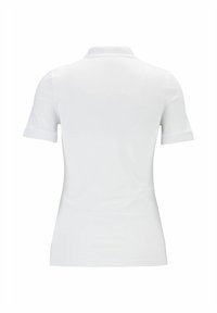 Witte polo shirt met korte mouwen en een klassieke kraag. Gemaakt van gladde stof, met een fitted silhouet en een schoon, minimalistisch ontwerp.