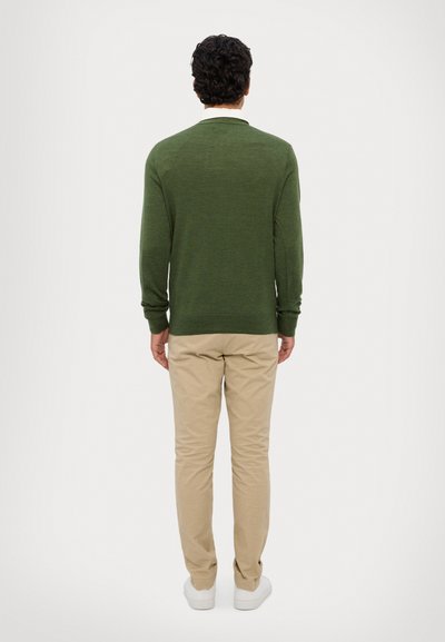 Polo Ralph Lauren SLIM FIT WASHABLE WOOL V-NECK CARDIGAN  - Kardiganas - classic olive heather