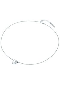 Sølv halskæde med en hjertedan, den ene side poleret, den anden side med små glitrende sten, justerbar kædelængde.