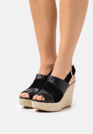 LEATHER - Espadrilles - black